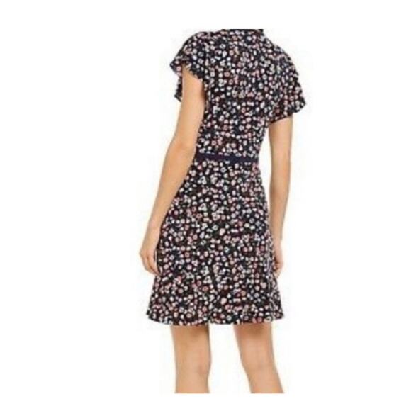MICHAEL KORS Women's Size XL Floral Cap Sleeve Short Faux Wrap Dress - Picture 2 of 9